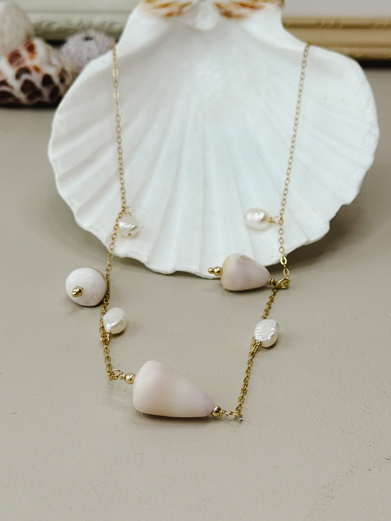maui cone shell necklace with pearls
