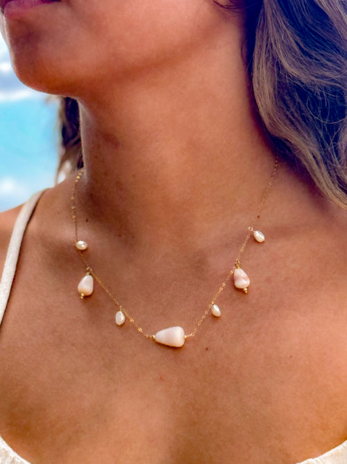 maui cone shell necklace with pearls
