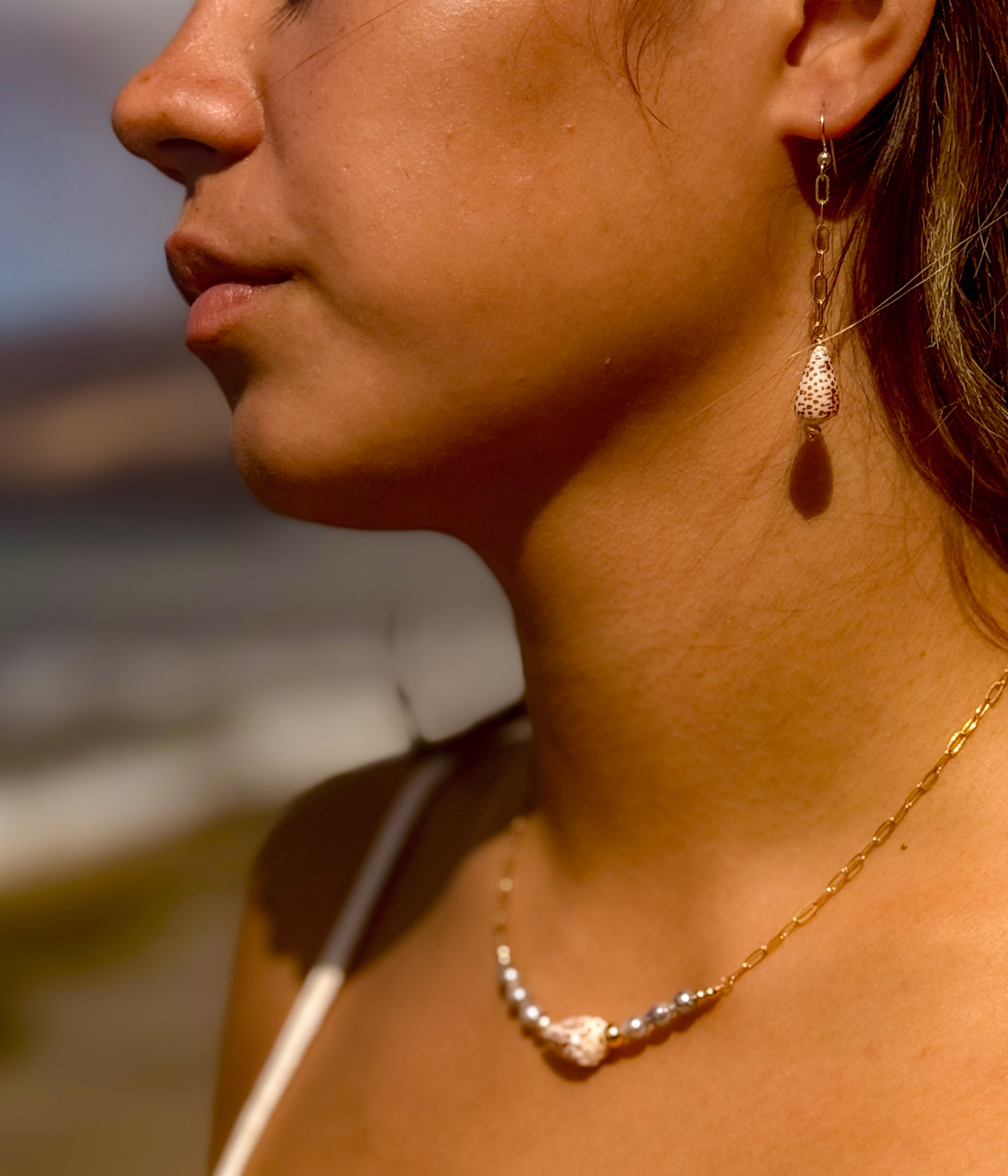 maui flea cone and aquamarine necklace