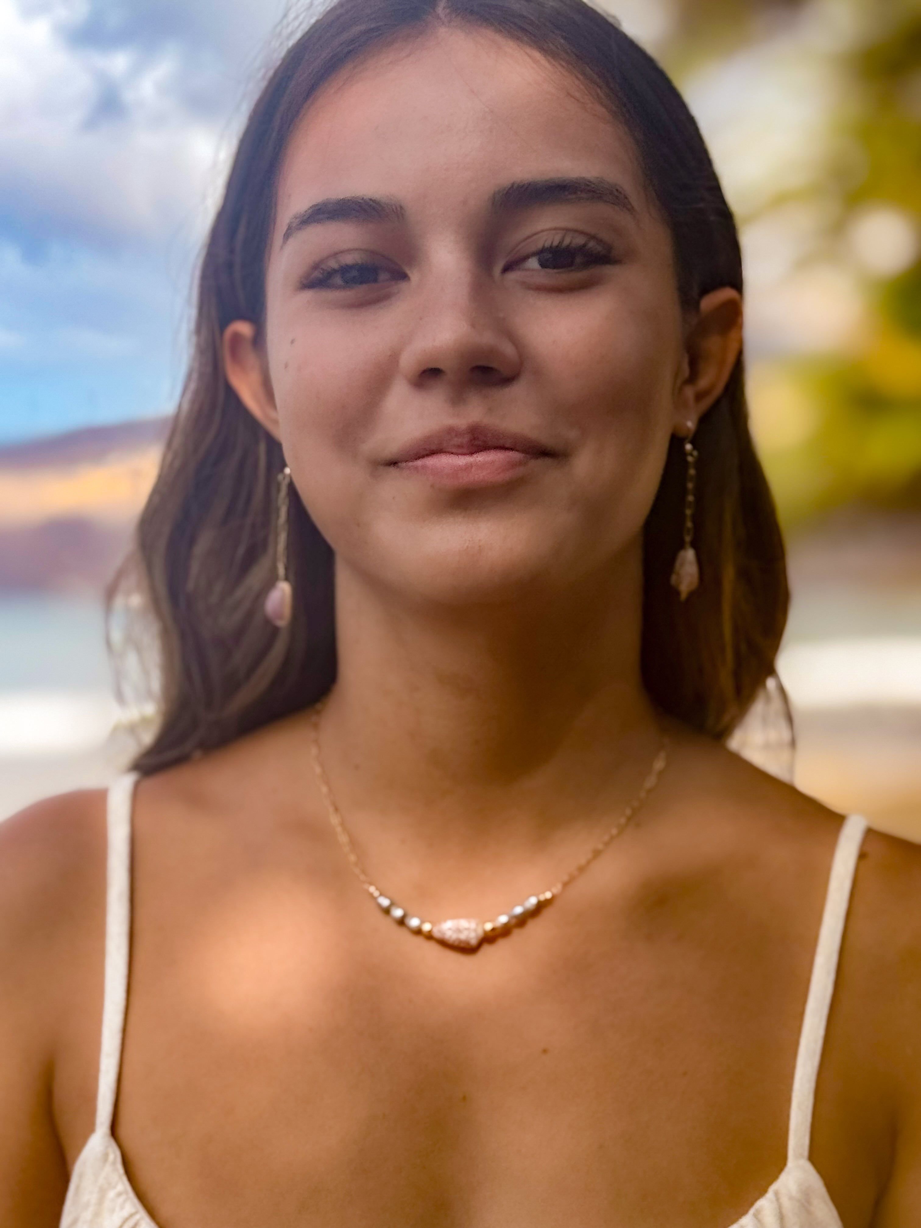 maui flea cone and aquamarine necklace